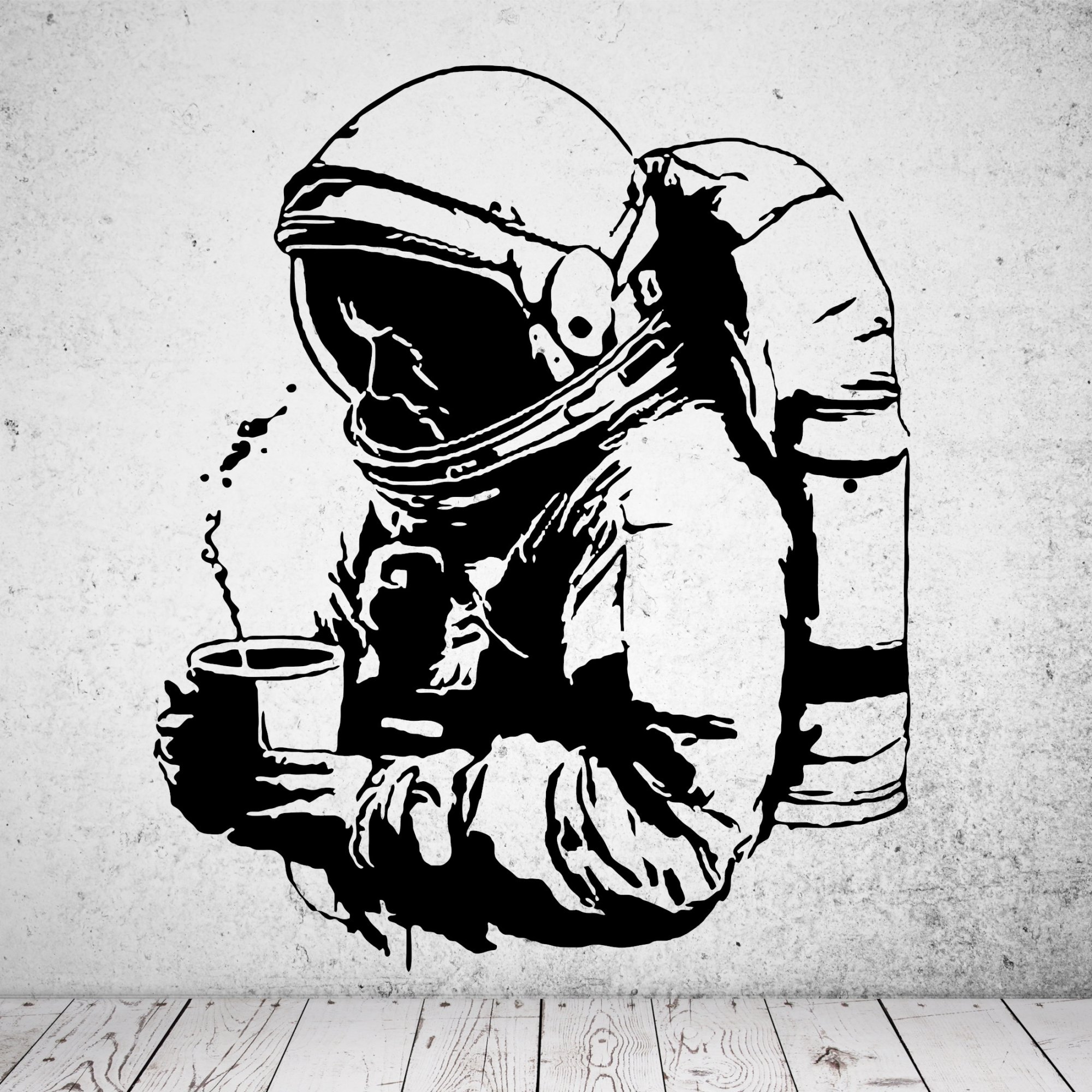 46153 Astronaut mit Kaffee Wandsticker